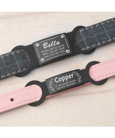 Natiform Personalized Dog Tags Slide-On Pet ID Tags Fun Wild Flower Frame Design Stainless Steel Dog Name Tags Engraved No Noise Customized Pet Identification Tags(L Black) - Buy Online on GoSupps.com