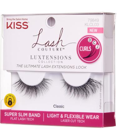 KISS Lash Couture Luxtension False Eyelashes 'Strip 03 Classic' 14 mm Includes 1 Pair Contact Lens Friendly Easy to Apply Reusable Strip Lashes - Buy Online on GoSupps.com