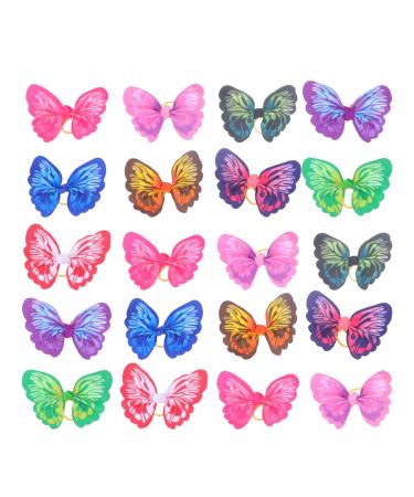 Balacoo 20pcs Cute Dog Hair Bows with Rubber Bands - Elastic Butterfly Design Dog Hair Bowknot Topknot Pets Grooming Decor Dog Hair Accessories