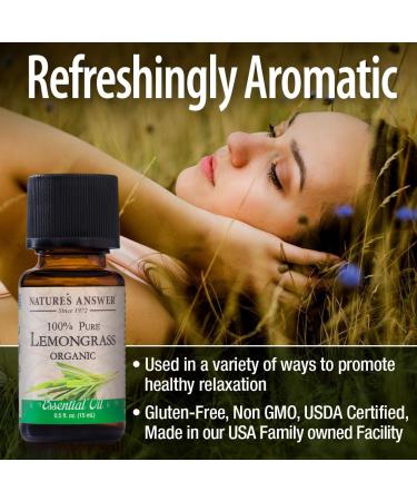 Natures Answer Pure Essential Oil - USDA Organic - Lemongrass - Gluten Free - .5 oz (Pack of 2) - Buy Online on GoSupps.com