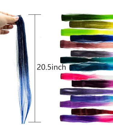 Buy Szxmdkh 15-Piece Colored Clip-In Hair Extensions | 53.3cm Rainbow Highlights | Heat-Resistant Synthetic Hair Accessories for Women Girls & Children - Buy Online on GoSupps.com