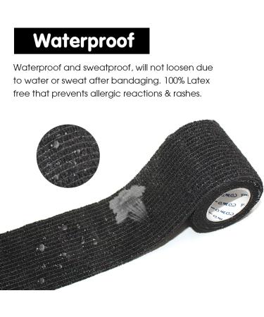 Self Adhesive Bandage Wrap - 3x5 Yards Athletic Tape for First Aid & Sports | 12 Rolls - Black - Ideal for Wrist & Ankle Sprains - Buy Online on GoSupps.com