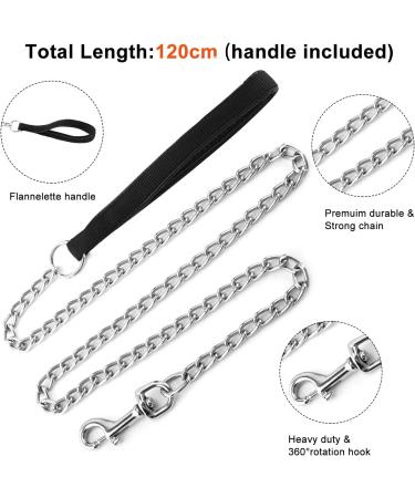 Dacitiery Metal Dog Leash Chew Proof 4FT/1.2M Dog Chain Leash Heavy Duty Anti-Bite Dog Lead Pet Leash with Nylon Soft Padded Handle for Small Medium Large Dogs (3MM) - Buy Online on GoSupps.com