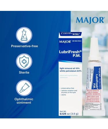 MAJOR Lubrifresh P.M. Sterile Ophthalmic Ointment - Preservative-Free Eye Care - Dry Eye Relief Lubricant - 3.5 g (1 Pack) - Buy Online on GoSupps.com