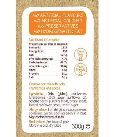 Cookie Crumbles Vegan Granola Energy Bar Mix - 300g | No Dairy, No Artificial Flavours | Ready in 30 Minutes | Made with Seeds - Buy Online on GoSupps.com