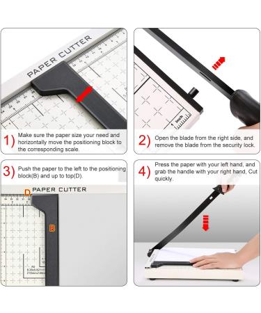 Paper Cutter Heavy Duty A4-B7  12" Cut Length Guillotine Paper Trimmer for Cardstock Metal Base  with Safety Blade Lock&Dual Guides  12 Sheets Capacity  for Home Office Classroom School (PureWhite) - Buy Online on GoSupps.com
