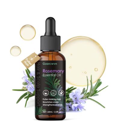 Gzarcwv Rosemary Essential Oil 60ml | Scalp Care & Hair Nourishing Oil | Plant-Based Formula for Stronger-Looking, Smoother Hair | Daily Scalp Massage & Hair Care