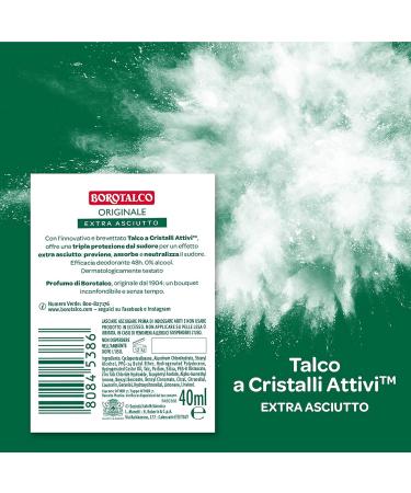  Borotalco Borotalco Original Deo Stick Deodorant with Active Crystal Talc for Dry Skin Moisture Absorbing 48h Efficiency - 6 Bottles of 40ml Each - Buy Online on GoSupps.com