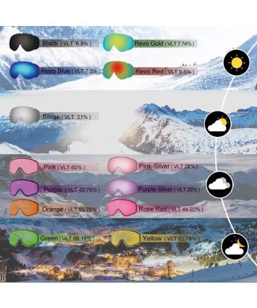 Findway Ski Goggles 100% UV Protection OTG Snow Goggles - White/Silver (VLT 21%) | Men, Women & Youth - Buy Online on GoSupps.com