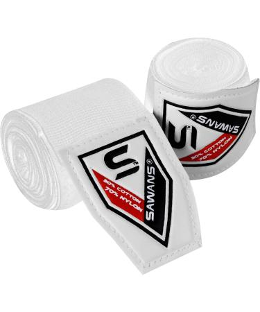 Sawans Boxing Manuals & Martial Arts Bandage Inner Gloves - 2.5m & 3.5m Wrist Support Belts | Elastic Training & Protective Gloves for MMA - White - Buy Online on GoSupps.com
