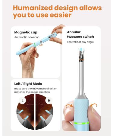 Ear Wax Removal Tool with Camera - Bebird Note 5 Ear Cleaner | Visual Earwax Cleaning Kit with Otoscope, Light, Pick & Tweezers - 3 in 1 WiFi Ear Scope for Ear Picking (Light Blue) - Buy Online on GoSupps.com
