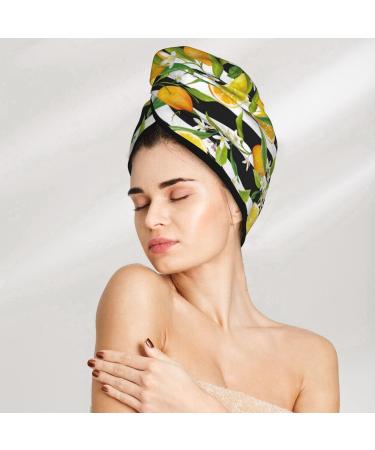 Hair Towel Wrap Fast Drying Turban with Button | Orange & Lemon | Perfect for All Hair Types - Buy Online on GoSupps.com
