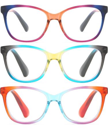 Ajyado Blue Light Blocking Reading Glasses for Men & Women - 3 Pack Anti-UV Enlarging Reader Glasses (Light Brown/Blue/Red 2.5x) - Buy Online on GoSupps.com