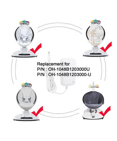 4moms Mamaroo RockaRoo Baby Swing Power Cord Replacement | 12V AC Adapter Charger - 6.6 ft White Cable - Buy Online on GoSupps.com