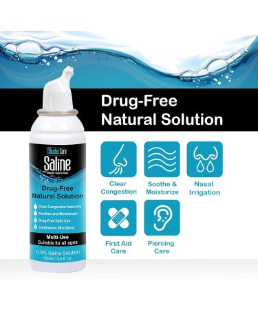 Buy Saline Mist 0.9% NaCl - Multi-Purpose Saline Spray for Wound Care Piercing Aftercare & Dry Sinuses | Drug-Free 100 ml - International Shipping Available - Buy Online on GoSupps.com