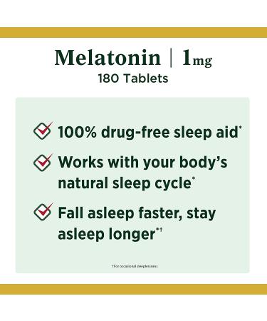 Nature's Bounty Melatonin 1 mg - 180 Tablets for Sleep Support - Buy Online on GoSupps.com