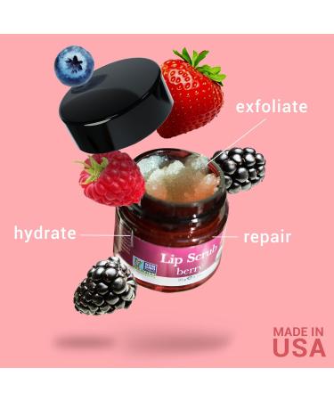 Beauty by Earth Lip Scrub - Berry Flavor | Natural Exfoliator for Chapped Dry Lips | Bio Peeling Sugar Scrubs for Men & Women | 1 Container - Buy Online on GoSupps.com