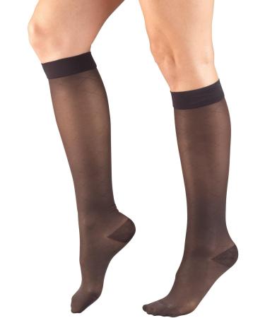 Truform Sheer Compression Stockings for Women - 15-20 mmHg Knee High Length Charcoal Diamond Pattern Medium (2 Pairs) - International Shipping Available - Buy Online on GoSupps.com