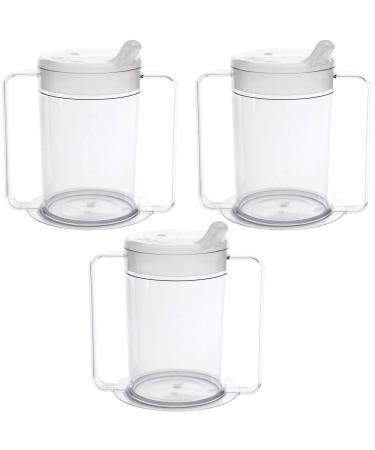 Independence 12oz 2-Handle Plastic Mug with 2 Style Lids, Lightweight Drinking Cup with Easy-to-Grasp Handles for Hot and Cold Beverages, PSC 50 Spill-Resistant Adult Sippy Cup 3 Count (Pack of 1)