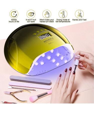 NAILGIRLS 150W UV LED Nail Lamp for Home Salon Professional | Gel Polish Nail Dryer with Timer Presets | Auto Sensor & Detachable Base | Gold Nail Art Tools for Fingernail & Toenail - Buy Online on GoSupps.com