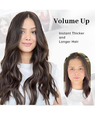 Invisible Wire Hair Extensions | Adjustable Size | Long Wavy Hairpiece 20 Inch Dark Brown - Buy Online on GoSupps.com