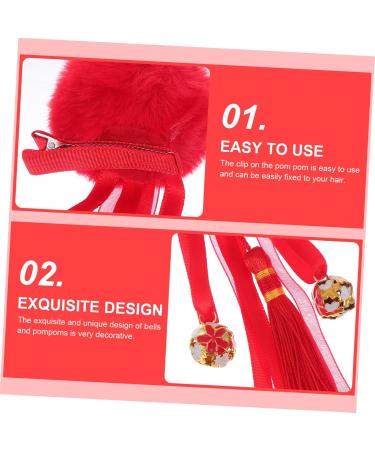 FRCOLOR 2 Pairs Antique Hairpin Pom Hair Clips Tassel Hairpin Red Pompoms Vintage Tassel Hair Clip Hanfu Hair Clips Hanfu Headwear Qipao Hair Clips Chinese Style Issue Card Child Fabric - Buy Online on GoSupps.com