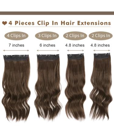 Deethens 20 Clip in Beach Wavy Hair Extensions - Synthetic Bouncy Curly Hairpieces for Women in Moss Brown - Buy Online on GoSupps.com