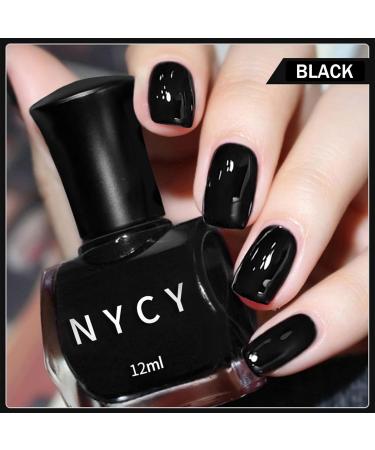 Black Nail Polish - Nail Varnish Quick Dry & Long Lasting 12ml Nails Polish Water-Based Low Odor Environmental Friendly Mild Nail Paint for Nail Art Diy Manicure at Home - Buy Online on GoSupps.com