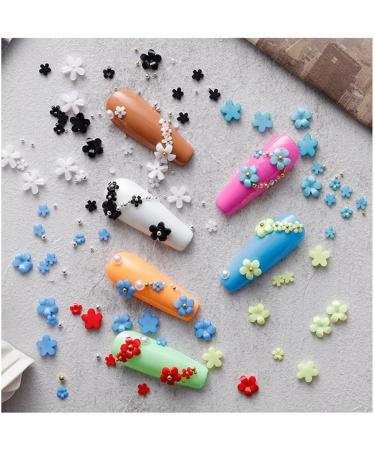 3D Flower Nail Charms - 12 Colors Acrylic Rhinestones with Pearl Caviar Beads - DIY Nail Art Decoration - Buy Online on GoSupps.com