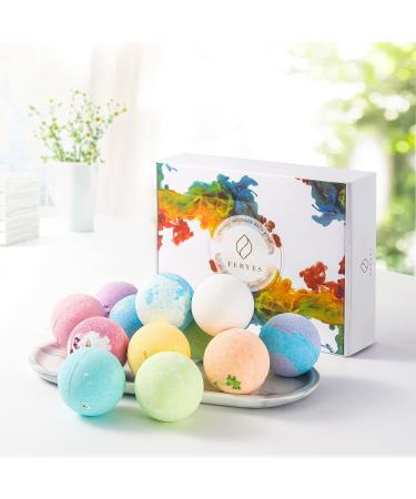FERYES Therapeutic Bath Bomb Gift Set  12 Fragrances Bubble Bath Set  Moisturizing Handmade Bath Bombs  Natural & Organic Colorful Bath Accessories  Gifts for Her
