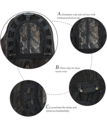 Yamel 12 Inch Darkest Brown Hair Topper with Bangs - Synthetic Hairpieces for Women with Thinning Hair - Buy Online on GoSupps.com