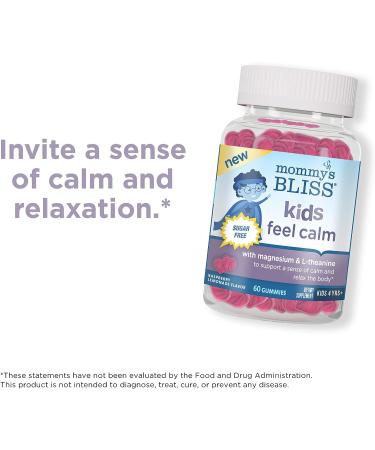Mommy's Bliss Kids Feel Calm Gummies - Magnesium & L-theanine Formula, Sugar Free Raspberry Lemonade Flavor | 60 Gummies, Age 4 - Buy Online on GoSupps.com