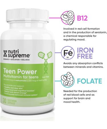Nutri Supreme Teen Multivitamin for Boys and Girls 12-17 | Best Kosher One Per Day Teen Vitamins for Development & Immune Health - Buy Online on GoSupps.com