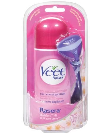 Veet Rasera Hair Removal Gel Cream Floral Sensation + Bladeless Tool 145g/5.1oz