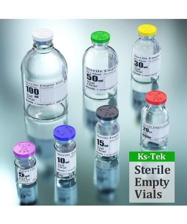 Ks-Tek 5ml Sterile Empty Vials with Self-Healing Injection Port & Aluminum Cap (Pack of 10) - Sterile Packaging - Buy Online on GoSupps.com