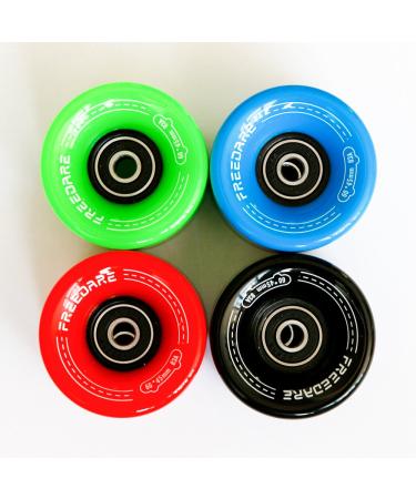 FREEDARE Skateboard Wheels 60mm 83a with Bearings and Spacers Cruiser Wheels (Pack of 4) colours