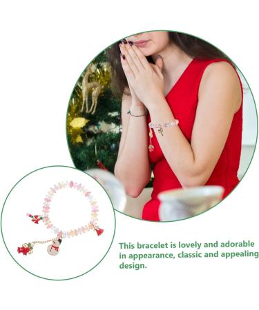 ibasenice 1pc Christmas Alloy Bracelet Stocking Stuffers Xmas Gift Bracelet Candy Cane Bracelet Charm Braclets Crystal Beads Wrislet Winter Bracelets Xmas Bracelet Jewelry Girl Miss - Buy Online on GoSupps.com