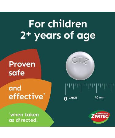 Zyrtec Children's 24 Hour Allergy Grape Chewables - 2.5mg Cetirizine HCl Antihistamine, Dye-Free, 24 Count - Buy Online on GoSupps.com