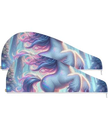 Buy Super Absorbent Unicorn Hair Towel 2 Pack | Quick Dry & Cute Turbans for Women & Girls - International Shipping Available - Buy Online on GoSupps.com