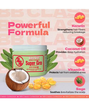 Bronner Bros Super Gro Lite Hair Growth Treatment - 6oz for Dry Itchy Scalp | Reduces Breakage Strengthens Hair & Hydrates with Keratin Vitamin E Sage & Coconut Oil - Buy Online on GoSupps.com