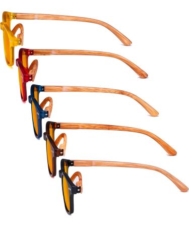 Eyekepper Blue Light Blocking Readers 5 Pack Bamboo Wood Design Orange Tinted Lenses +1.50 Strength - Buy Online on GoSupps.com
