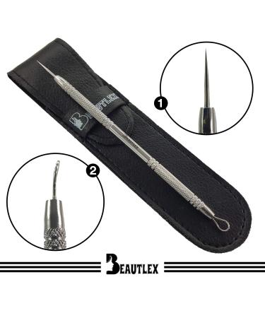 Lancet for Facial Milia & Whitehead Extraction Tool | Double Ended Angled Circle Loop & Sharp Needle | Dermatologist Recommended | Synthetic Leather Storage - Buy Online on GoSupps.com