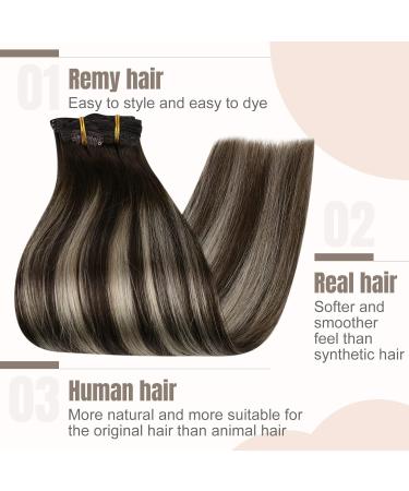 FSHINE Clip-in Real Hair Extensions - Balayage Dark Brown to Blonde 45cm 120g 7PCS Remy Hair - Buy Online on GoSupps.com