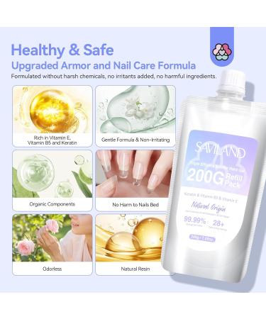 SAVILAND Clear Builder Nail Gel - 200G Refill Pack | Triple Efficacy Hard Gel for DIY & Professional Use | Sealed Aluminum Packaging for Home Salon - Buy Online on GoSupps.com