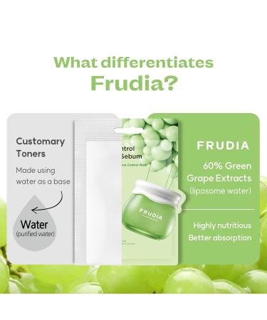 FRUDIA WELCOS Green Grape Pore Control Mask - Korean Sheet Mask for Pore Minimizing & Oil Control (Pack of 10 - Buy Online on GoSupps.com