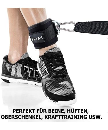 FEVAN Unisex Black Anklets with Pulleys - 2 Pairs Padded Velcro Gym Accessories for Enhanced Performance - Buy Online on GoSupps.com
