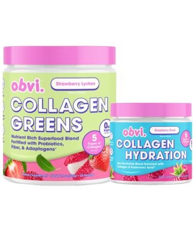 Obvi Hydration & Greens Bundle | Electrolyte & Collagen Complex + Organic Superfood Blend | Supports Hydration Gut Health Skin Hair & Joint Health | Sugar-Free & Gluten-Free