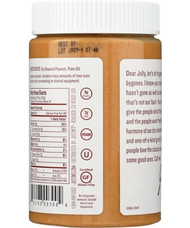 Justin's Nut Butter Classic Peanut Butter All-Natural 16 oz (454 g) - Buy Online on GoSupps.com