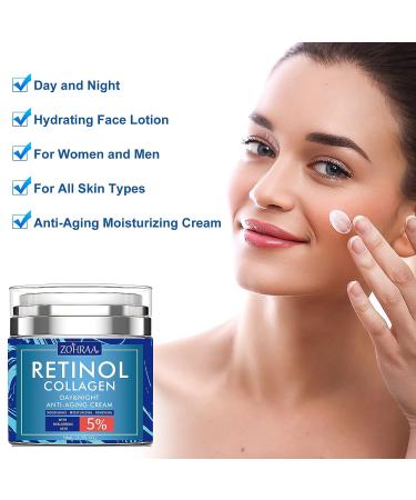 Retinol Cream with Collagen, Hyaluronic Acid, Vitamin C+E - Anti-Wrinkle Facial Moisturizer for Women and Men - Buy Online on GoSupps.com
