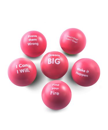 Pure Origins | Motivational Stress Balls | Gift 6 Pack | Fidget Accessory for Stress Relief, Special Needs, Concentration, Anxiety, Motivation, ADHD, ADD, Autism and Team Building (Coral) Coral.